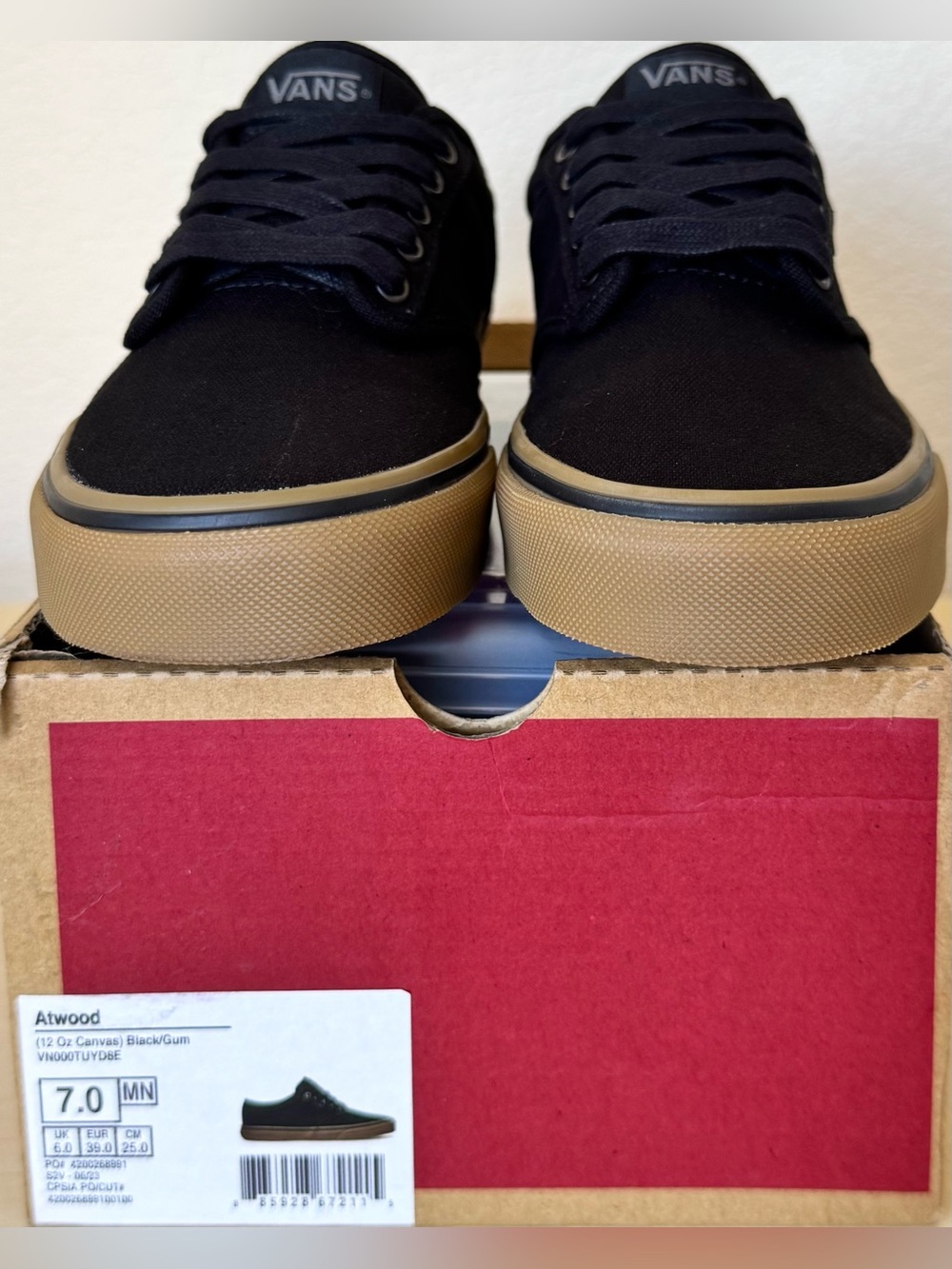 Vans Atwood Black Gum Canvas Sneakers Men’s Size 7 Low Top Skate Shoes EUC - Picture 6 of 10